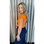 T-shirt Feminina Manga Bordado Cod- 524 - Laranja