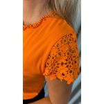 T-shirt Feminina Manga Bordado Cod- 524 - Laranja