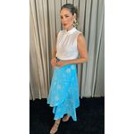 Saia Transpassada Feminina Bordada - Azul -Cod 177