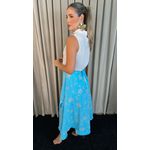Saia Transpassada Feminina Bordada - Azul -Cod 177