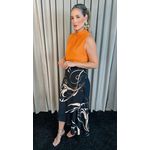 Regata Feminina Em Crepe De Seda - Laranja - Cod 197