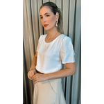 Blusa Clasica em Crepe De Seda Feminina Bordada - Branca - Cod 189