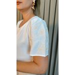 Blusa Clasica em Crepe De Seda Feminina Bordada - Branca - Cod 189