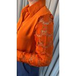 Camisa Manga Longa Feminina Manga Bordada - Cod: 188 - Laranja
