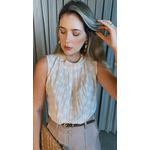 Blusa Classica e Elegante Gola Plisada - Off White - Cod 187