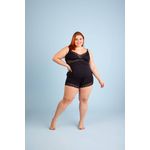 Baby Doll Plus em Liganete Lisa com Detalhe de Renda no Busto e Barra do Short