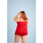 Baby Doll Plus em Liganete Lisa com Detalhe de Renda no Busto e Barra do Short