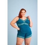Baby Doll Plus em Liganete Lisa com Detalhe de Renda no Busto e Barra do Short 
