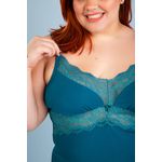 Baby Doll Plus em Liganete Lisa com Detalhe de Renda no Busto e Barra do Short 