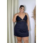 Camisola Plus Size D’Noite em liganete lisa com renda
