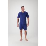 Pijama Masculino de Liganete lisa com Detalhe de Vivo na Manga