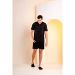 Pijama Masculino de Liganete lisa com Detalha de Vivo na Manga