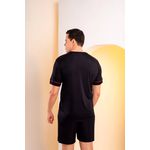 Pijama Masculino de Liganete lisa com Detalha de Vivo na Manga