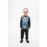 Pijama Longo Infantil de Super-Heróis em Malha Suede