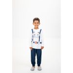 Pijama Longo Infantil de Astronauta em Malha Suede