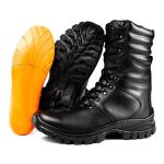 Coturno Militar Couro Palmilha Em Gel Preto 4092 Preto