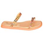 Sandália Feminina Papete Flatform Brilho Strass 10020 Creme