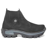 Bota Coturno Botina de Couro Tratorada Elástico 040 Preto