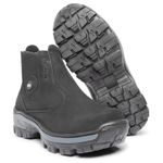 Bota Coturno Botina de Couro Tratorada Elástico 040 Preto