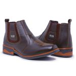 botina Texas masculina Couro Bota Peão Moderno RC Café