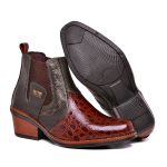 Bota Country masculina Couro Peão Moderno Cowboy RC Café