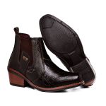 Bota Country masculina Couro Peão Moderno Cowboy RC Preto