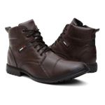 bota Coturno Casual Masculino Sola Costurada RC Café