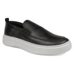 Sapato Casual Masculino de Couro Preto Slip On 18002 Preto