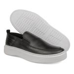 Sapato Casual Masculino de Couro Preto Slip On 18002 Preto