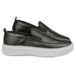 Sapato Casual Masculino de Couro Preto Slip On 18002 Preto