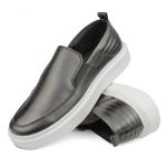 Sapato Casual Masculino de Couro Preto Slip On 18002 Preto