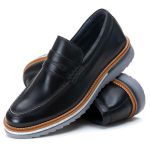 Sapato Casual Masculino Loafer Couro Maldivas Chumbo 2410 Preto