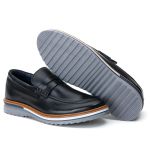 Sapato Casual Masculino Loafer Couro Maldivas Chumbo 2410 Preto