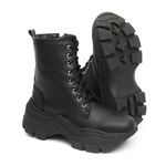 Bota Coturno Plataforma Alta Tratorada Cano Curto 6001 Preto