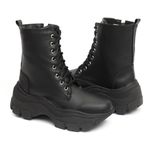 Bota Coturno Plataforma Alta Tratorada Cano Curto 6001 Preto
