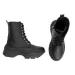 Bota Coturno Plataforma Alta Tratorada Cano Curto 6001 Preto