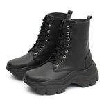 Bota Coturno Plataforma Alta Tratorada Cano Curto 6001 Preto