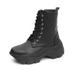 Bota Coturno Plataforma Alta Tratorada Cano Curto 6001 Preto