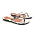 Sandália Feminina Rasteirinha Salto 2 Cm de Dedo 777 Prata
