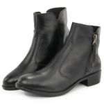 Bota Coturno Feminino Cano Curto Couro Com Ziper 8001 Preto