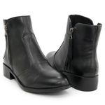 Bota Coturno Feminino Cano Curto Couro Com Ziper 8001 Preto