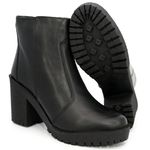 Coturno Bota Salto Bloco Tratorada Cano Curto Couro 9001 Preto