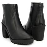 Coturno Bota Salto Bloco Tratorada Cano Curto Couro 9001 Preto