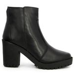 Coturno Bota Salto Bloco Tratorada Cano Curto Couro 9001 Preto