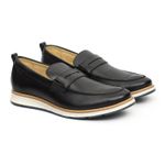 Sapato Casual Masculino Loafer Couro Comfort Preto 9001 Preto