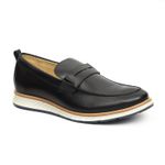 Sapato Casual Masculino Loafer Couro Comfort Preto 9001 Preto
