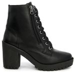 Bota Coturno Salto Bloco Tratorada Couro Cano Baixo 9002 Preto