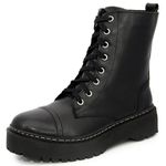 Bota Coturno Plataforma Tratorada Blogueira Couro Ziper 9003 Preto