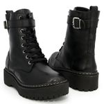 Bota Coturno Plataforma Tratorada Blogueira Couro Ziper 9004 Preto