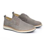 Sapato Casual Masculino Loafer Couro de Amarrar Cinza 9004 Cinza